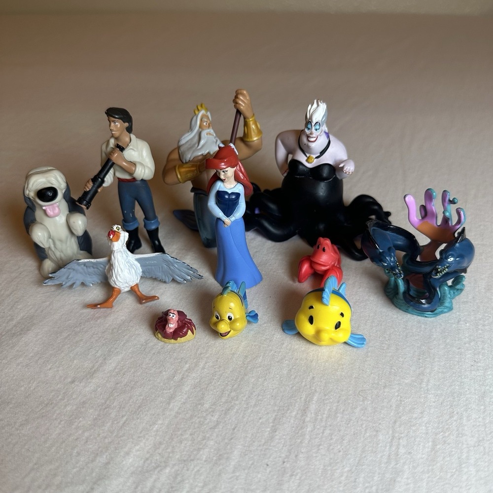 LITTLE MERMAID Figure Play Set DISNEY PVC TOY Ariel SEBASTIAN Flounder URSULA - Picture 1 of 9